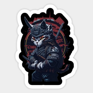 Samurai cat hip hop Sticker